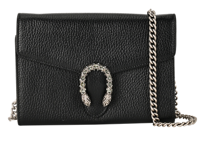 Dionysus Wallet On Chain, &pound;830, Handbags, Black, Leather, Front view
